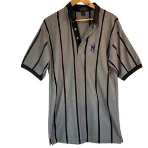 Antigua Kansas State Wildcats Black Tan Short Stripe Sleeve Polo Medium